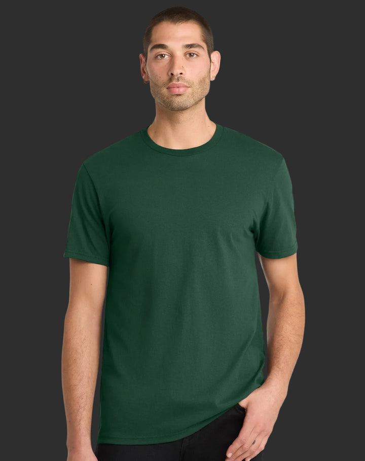 Man wearing a green t-shirt on a white background