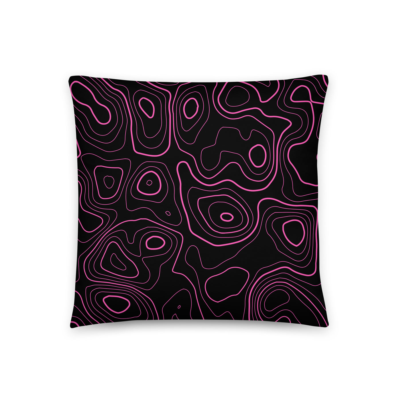 Pink and Black Topographic Pillow