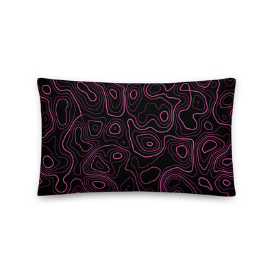 Pink and Black Topographic Pillow