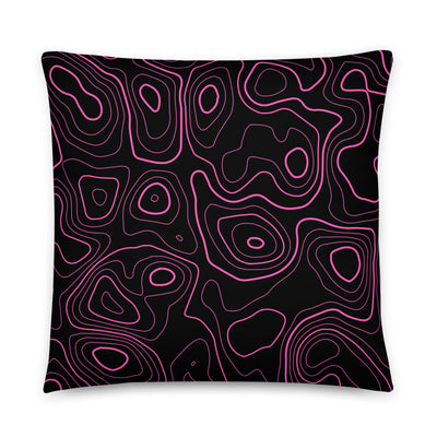 Pink and Black Topographic Pillow