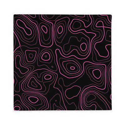 Pink and Black Topographic Pillow Case