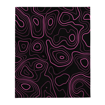 Pink and Black Topographic Throw Blanket