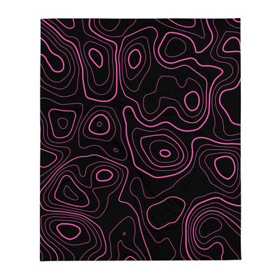 Pink and Black Topographic Throw Blanket