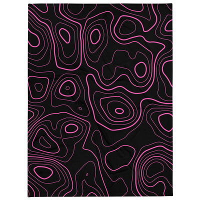 Pink and Black Topographic Throw Blanket